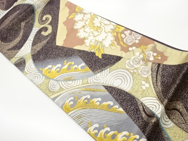 JAPANESE FUKURO OBI / WOVEN PEONY